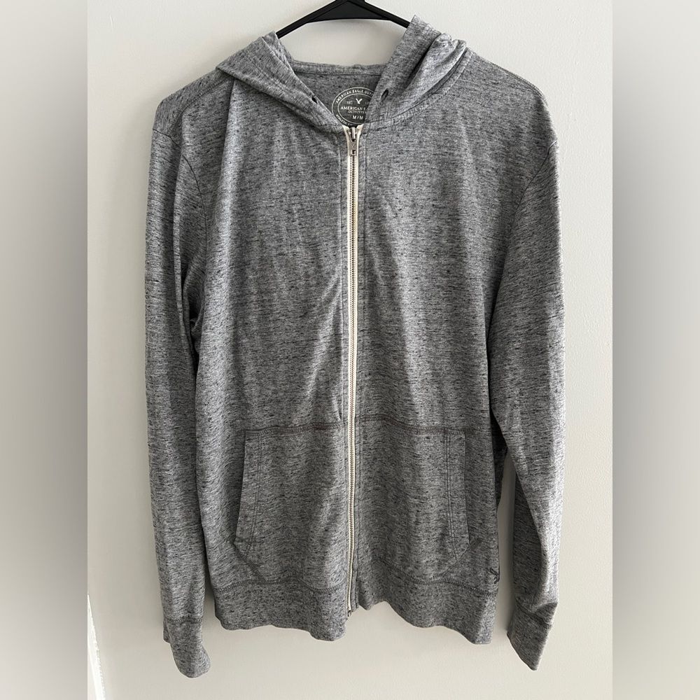 American Eagle Men’s Full Zip Hoodie Gray Athletic Fit Size M